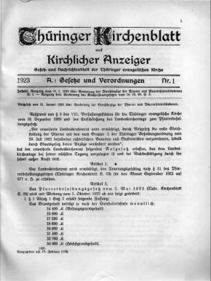 Nr. 1 : 19. Februar 1923