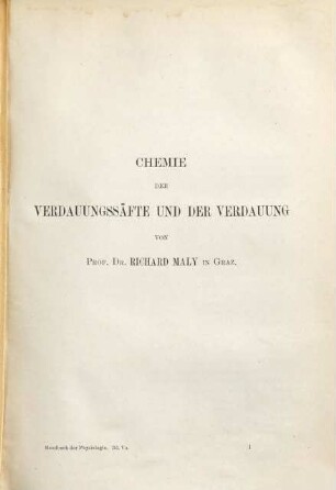 Chemie der Verdauungssäfte und der Verdauung