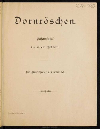 Dornröschen : Schauspiel in 4 Akten