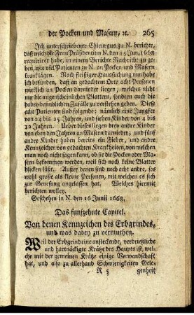 Das funfzehnte Capitel. Von denen Kennzeichen des Erbgrindes, und was dabey zu vermuthen.
