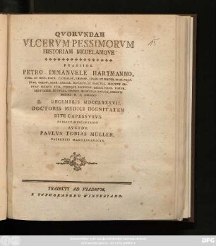 Qvorvndam Vlcervm Pessimorvm Historiam Medelamqve