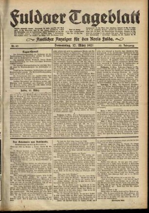 Ausgabe vom Donnerstag, den 17. März 1921.