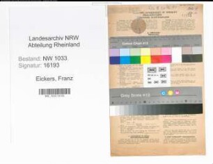Entnazifizierung Franz Eickers , geb. 06.03.1895 (Installateur)