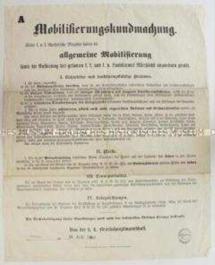 Maueranschlag zur Bekanntgabe des Mobilmachungsbefehls