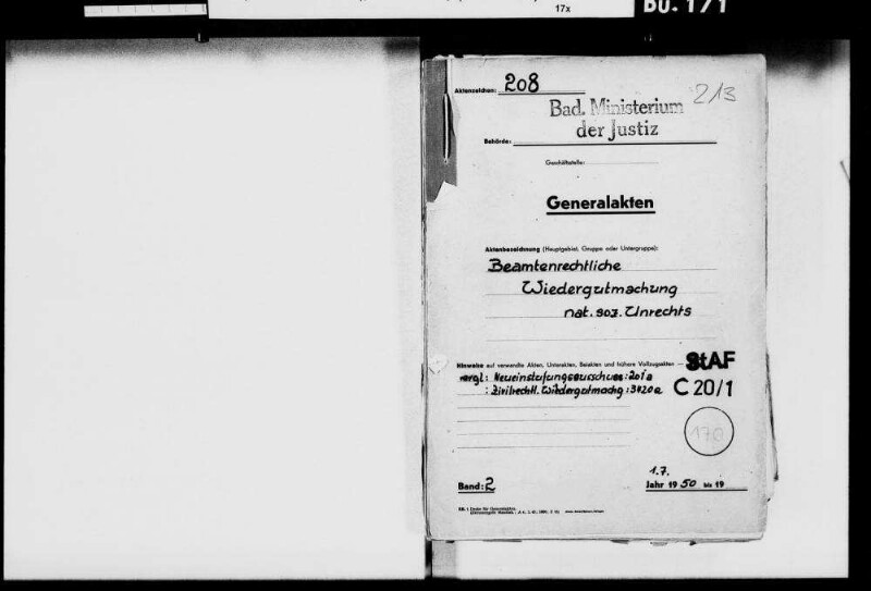 Beamtenrechtliche Wiedergutmachung nationalsozialistischen Unrechts, Teil 2 (Allgemeines)