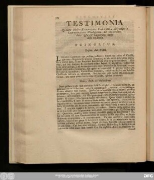 Testimonia Quaedam selecta Zuinglii, Calvini, aliorumque e Reformatis Theologorum, ad Concordiam inter ipsos & Lutheranos ineundam tendentia.