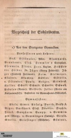 Subscribenten-Verzeichniß