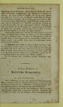 Dritter Abschnitt. Politische Geographie