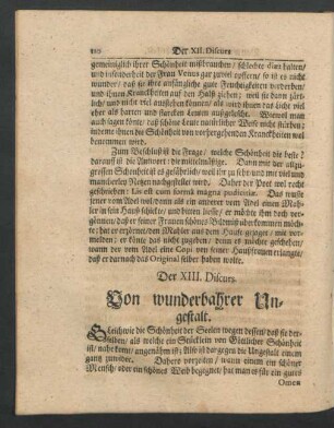 Der XIII. Discurs. Von wunderbahrer Ungestalt.