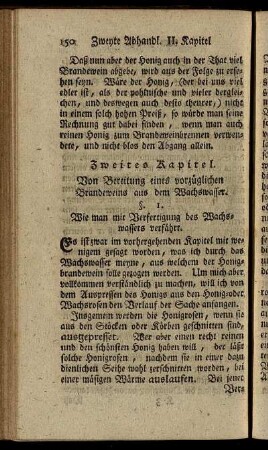 Zweites Kapitel. Von Bereitung eines vorzüglichen Brandeweins aus dem Wachswasser.