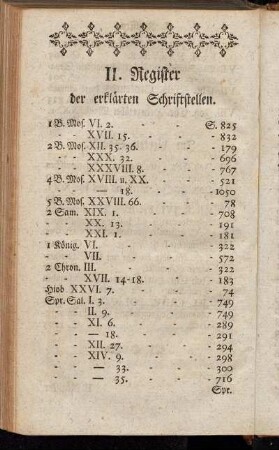 II. Register der erklärten Schriftstellen.