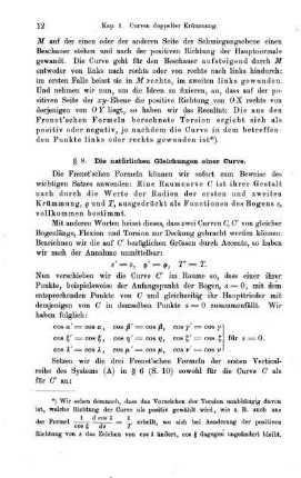 § 8. Die natürlichen Gleichungen einer Curve.