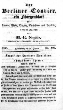 No. 896, Donnerstag den 28. Januar 1830