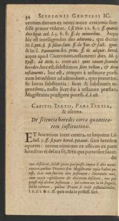 Capitits Tertii, Pars Tertia, & ultima. De scientia heredis ...