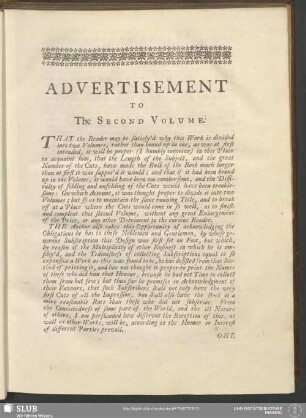 Advertisement To The Second Volume