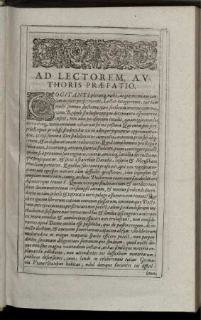 Ad Lectorem, Authoris Praefatio