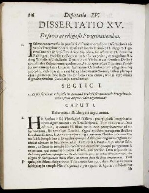 Dissertatio XV. De sacris ac religiosis Peregrinationibus.