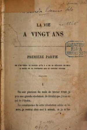 La vie à vingt ans