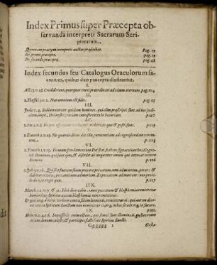 Index Primus super Præcepta observanda interpreti Sacrarum Sciptuarum.