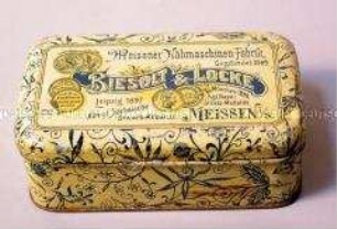 Blechdose für Nähmaschinenzubehör "Meissner Nähmaschinen-Fabrik BIESOLT UND LOCKE MEISSEN i./S."