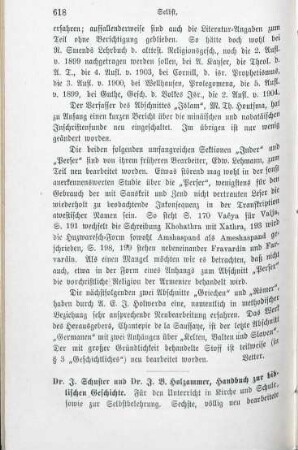 618-621 [Rezension] Schuster, Ignaz, Handbuch zur biblischen Geschichte