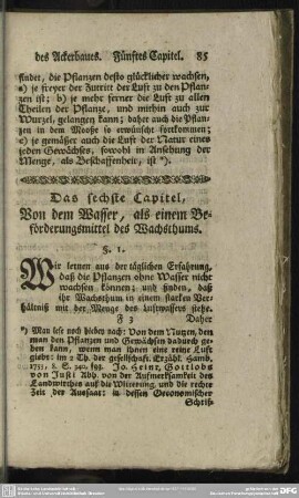 Das sechste Capitel, Von dem Wasser, als einem Beförderungsmittel des Wachsthums