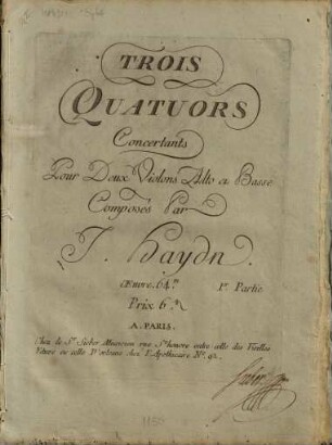 Trois quatuors concertants pour deux violons, alto et basse