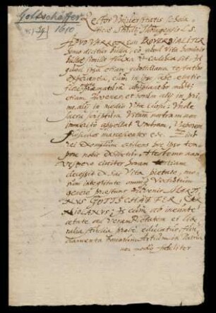 Todesanzeige des Martin Gottschäfer aus Krain, 1610.