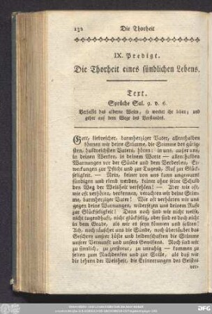 IX. Predigt. Die Thorheit eines sündlichen Lebens.