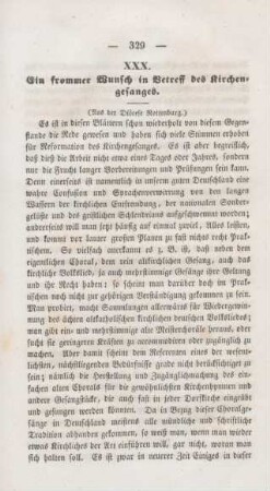 329-333 Ein frommer Wunsch in Betreff des Kirchengesanges : aus der Diöcese Rottenburg
