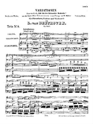 Beethoven's Werke. 87 = Serie 11: Trios für Pianoforte, Violine und Violoncell, Adagio, Rondo und Variationen : op. 121a
