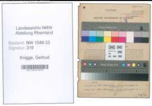 Entnazifizierung Gertrud Knigge , geb. 25.07.1912 (Lehrerin)