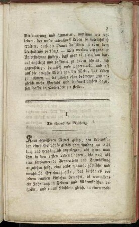 I. Die schwächliche Erziehung.