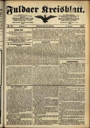 Ausgabe vom Dienstag, den 22. Februar 1910.