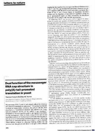 Dual function of the messenger RNA cap structure in poly(A)-tail-promoted translation in yeast