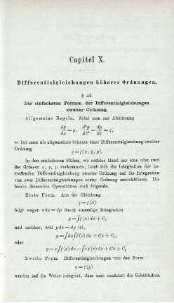 Capitel X. Differentialgleichungen höherer Ordnungen.