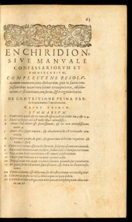 De Contritione Prima Parte Sacramenti Poenitentiae. Caput Primum.