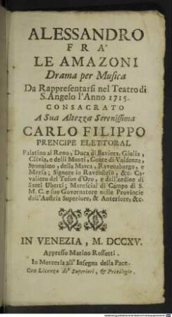 Alessandro fra' le amazoni