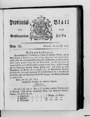 Num. 30, Ausgabe vom 28. Juli 1819