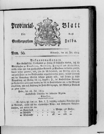 Num. 30, Ausgabe vom 28. Juli 1819