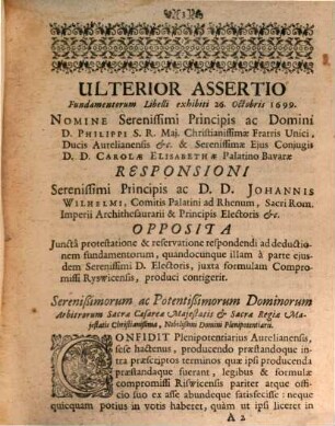 Primitiae Actorum Compromissi Francofurtensis In Causa Serenißimae Dominae Ducissae Aurelianensis Contra Serenißimum Dominum Electorem Palatinum, 2. Continuatio Actorum Compromissi Francofurtensis In Causa Serenissimae Dominae Ducissae Aurelianensis Contra Serenißimum Dominum Electorem Palatinum
