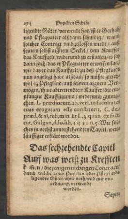 Das sechzehendte Capitl
