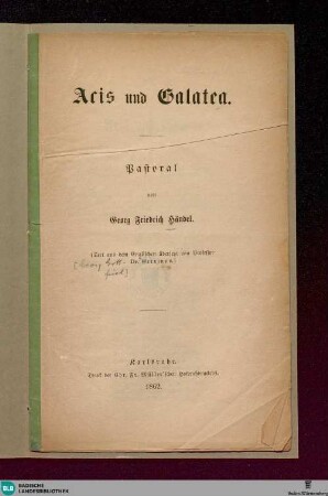 Acis und Galatea : Pastoral