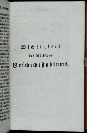 Wichtigkeit des biblischen Geschichtstudiums.