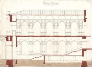 Semper, Gottfried; München; Richard-Wagner-Festspielhaus - Konzertsaal (Längsschnitt)