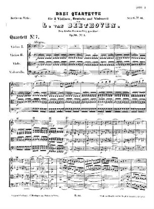 Beethoven's Werke, 43 = Serie 6: Quartette für 2 Violinen, Bratsche und Violoncell. Quartett : op. 59,1