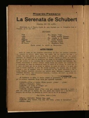 La Serenata de Schubert : drama en un acto