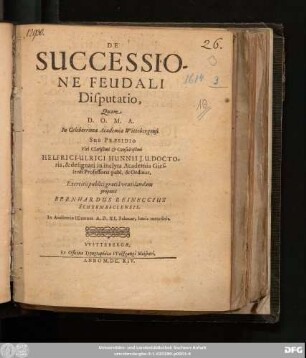 De Successione Feudali Disputatio