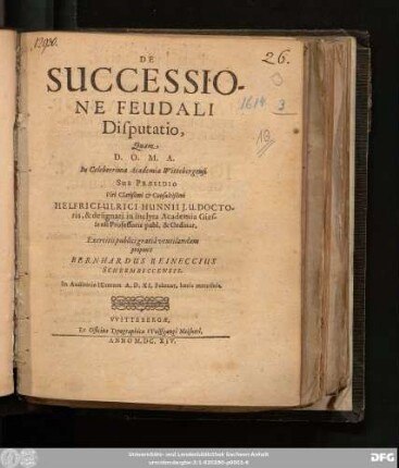 De Successione Feudali Disputatio
