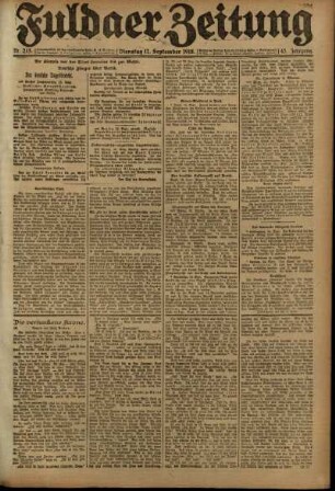 Ausgabe vom Dienstag, den 17. September 1918.